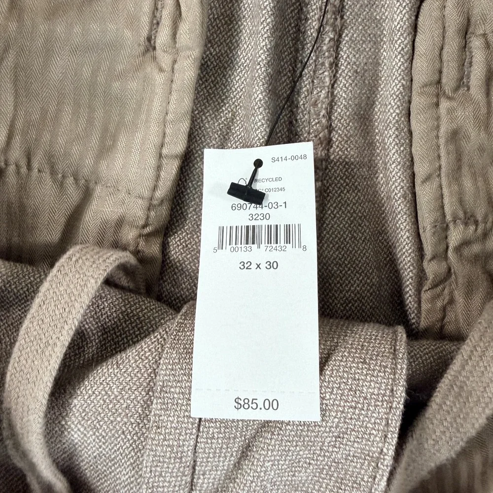 Banana Republic Athletic Fit Linen Blend Pants Men 32x27 in Taupe Tapered NWT